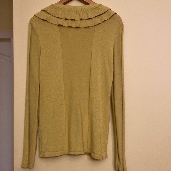 Jones New York yellow greenish front open sweater - Picture 10 of 12
